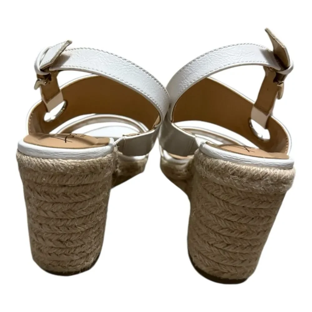 Abella White Espadrille Wedge Sandals